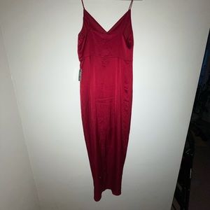 Express Burgundy Slit Satin Dress